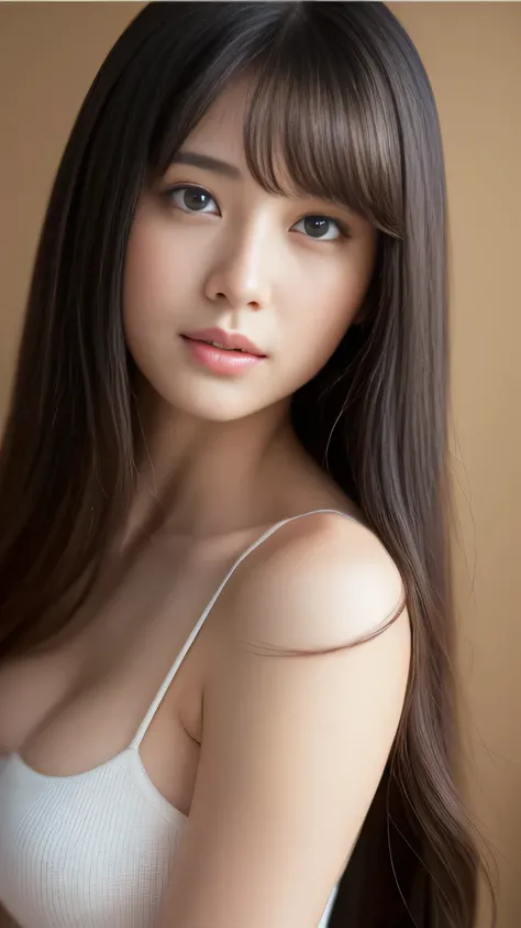 (((32k,Very high resolution, Attention to detail, Very accurate,Masterpiece girl 1))),RAW Photos & Realistic atmosphere,beautiful dark blue eyes,Mouth Details,Glossy lips,Thick eyebrows,Soft white skin that shines in every detail,,Detailed drawn eyes、Very ...