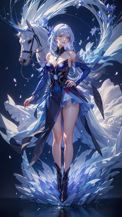 (((FULL BODY POSE))) (((SHOW PANTIES))) (((BIG GIANT BOOBS))) (((WHITE HAIR WITH BLUE HIGHLIGHT))) ((GOOD FINGER, ANATOMY CORRECTED)) (((BLUE LUXURY ARISTOCRATIC NOBLE COSTUME))) | A WOMEN WEAR ((SEXY OUTFIT)) FLOATING IN THE WATER ((BLUE SKY BACKGROUND)) ...