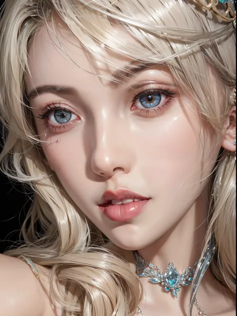 Royal sisters，Exquisite eyes，Frozen queen，Put the crown on your head，Detailed facial expressions body，Tall and big，Glamorous characters，Leg length，4k，HD，Sensual，White translucent lace，白皙The complete picture，Little cherry mouth，Beautiful and lovely，The comp...