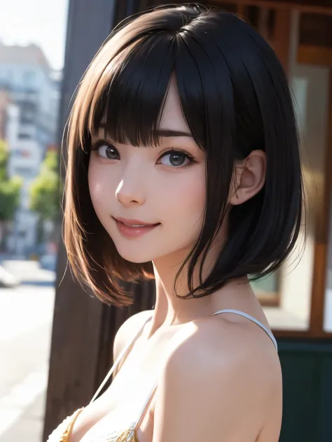 1 girl、highest quality、Realistic、alone、Written boundary depth、Natural soft light、Daytime、charm、Beautiful Face、Cleanliness、Pure Face、White skin、cute、short hair、prohibit、Beach、Light of the sun、Nedium Breast Body Esbian、((セーターを着たBeautiful Faceの黄金比 対称性のあるBeaut...