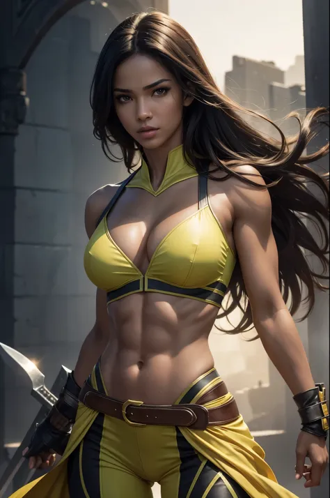 8K,A dark-haired Jamaican female demon slayer,Super Beauty(Like the real thing),Sexy Jamaican Demon Slayer,Toned, muscular body,carry a long and large sword,Perfect Anatomy,charm,Volume measurement,Body balance,Digital single-lens reflex camera, Soft light...