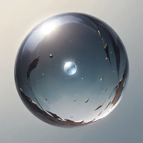 masterpiece, best quality, official art, painting, 2D icon to be used for a card game, the icon is a small bright translucent dark grey sphere with a symbol at its center, the sphere is floating mid-air, the sphere is transparent and almost completely invi...