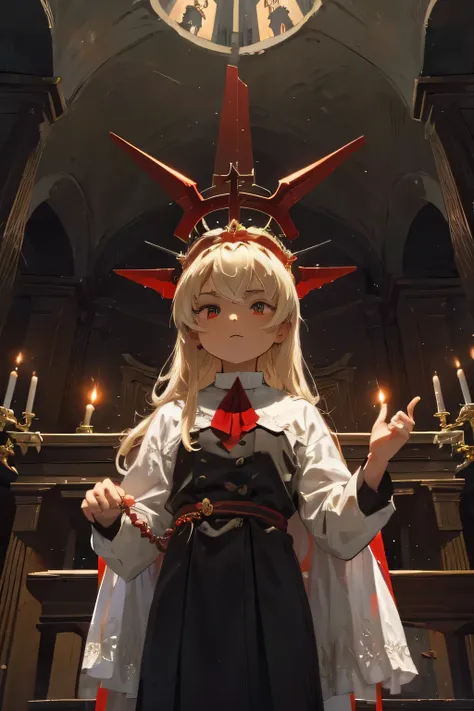 crie uma imagem de uma (feminino) "satan crown". the character should be an intriguing mix between a classic demon and a church ...