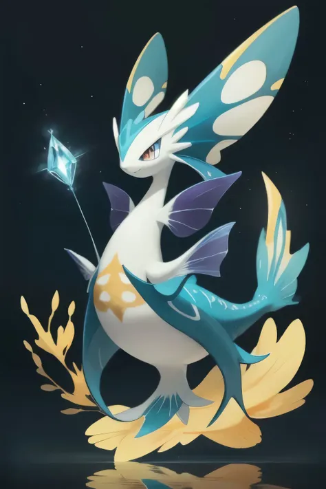 pmmkr2024, magic, anime, cartoon, creature, best quality, masterpiece, pokemon, pisces the legendary pokémon, features a gracefu...