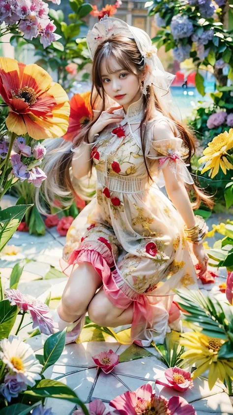 (highest quality,4K,8k,High resolution,masterpiece:1.2),ultra-detaileded,(highest quality,Realistic:1.2),Lovely lady,Poppy flower garden,Transparent yellow floral summer dress,sunset,play,joy,beauty,Harmony,Portraiture,Soft lighting,Vibrant colors, High re...