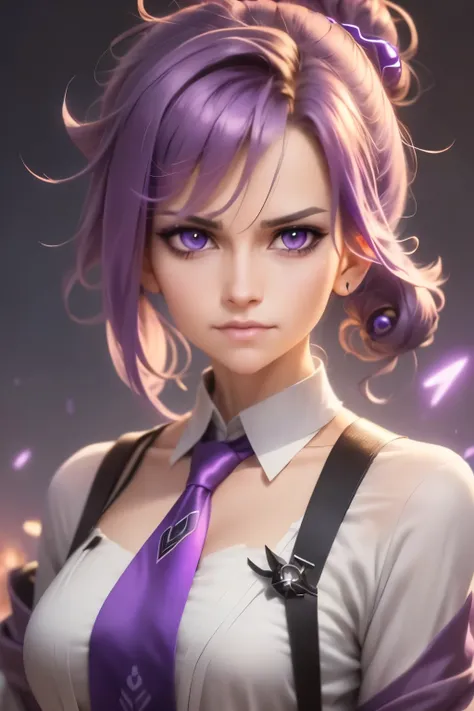 a close up of a person with purple hair and a purple tie, stylized anime, anime moe artstyle, katana zero video game character, anime girl of the future, portrait anime space cadet girl, portrait knights of zodiac girl, close up of a young anime girl, anim...