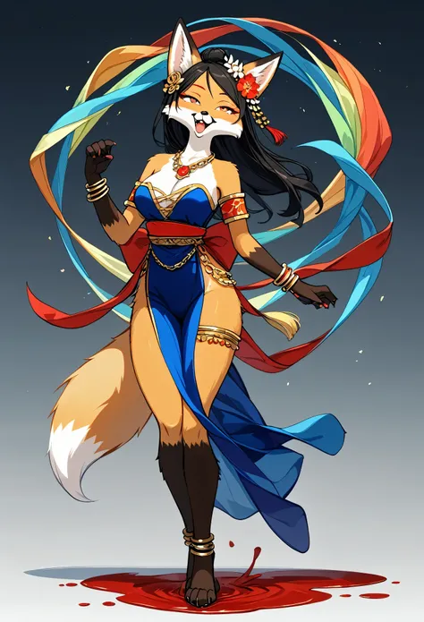 top quality, ancient Chinese beauty(highly detailed beautiful face and eyes)absurdres, perfect anatomy((beast woman, solo focus)) (((furry))) (furry anthro:1.7) ((((Furry body, fox facial features, fox body features)))) ((foxs muzzle, very detailed body fu...