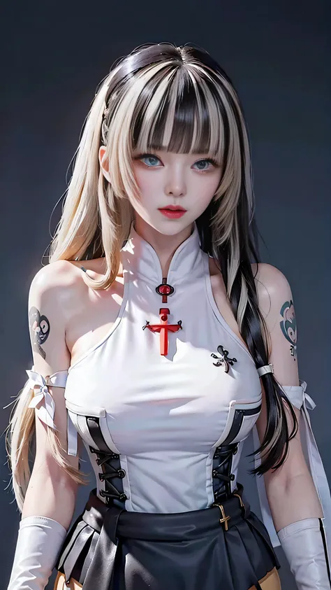 wonderful, masterpiece, white hair, Golden Eyes, White clothes, look up, Upper Body, hair, Fair skin, Side braid, Dragon Girl, (beautiful, Pure beauty), (Advanced light, Sharp contrast, Strong Deep Shadow Strong), (perfection, The details are in order), (f...