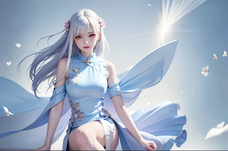 ((Above the knees image))((masterpiece:1.5、8k、Portraiture、Photorealistic and very detailed CG、Very detailed、Particle Effects、Dynamic Effects、Written boundary depth、Cinematic Light、Lens flare、Ray Tracing、Tabletop、Realistic:1.4、超A high resolution:1.2、Realist...