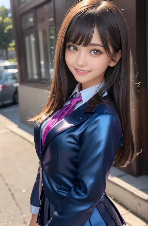 Angelic Very pretty cute young girl,
very beautiful girl,
(V-line jaw),
Beautiful detailed brown eyes,
small straight nose,
Detailed double eyelids,
(Large eyes:1.3),
Long straight brown hair,
see-through bangs,
beautiful detailed face and eyes,
smi...