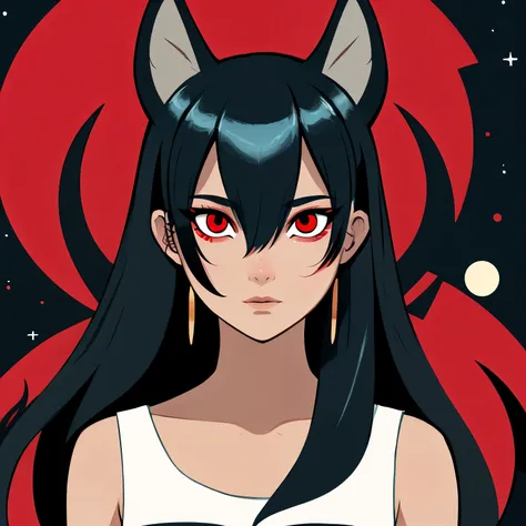 Background Universe　Anubis illustration　Front facing　Red eyes