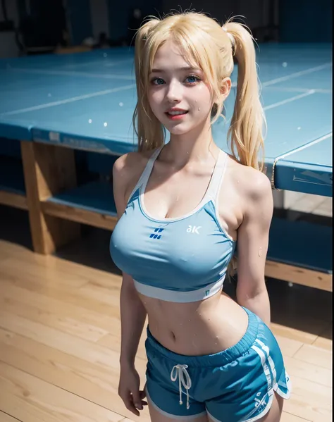 1girl, (Blue Eyes), (smiling :1.2), (Sana Minatozaki), wide hips, Big tits, big ass, (sweaty body :1.3), (Best Quality, 8k, Masterpiece: 1.3), Clear Focus: 1.2, Perfect Body Beauty: 1.4, strong abs, Highly detailed face and skin texture, detailed eyes, dou...