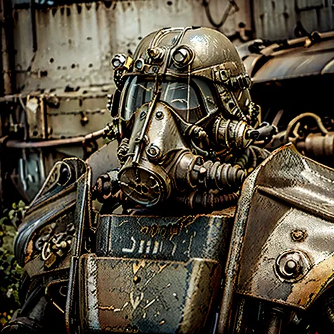 fallout, power armour, british, ww1, helmet, gas mask, tank, big, old technology