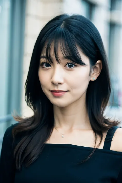 a close up of a woman with long black hair and a black dress, sui ishida with black hair, she has black hair with bangs, chiho, kimi takemura, kotegawa yui, shikamimi, harumi, chiho ashima, by Torii Kiyomoto, shiori teshirogi, shinsui ito