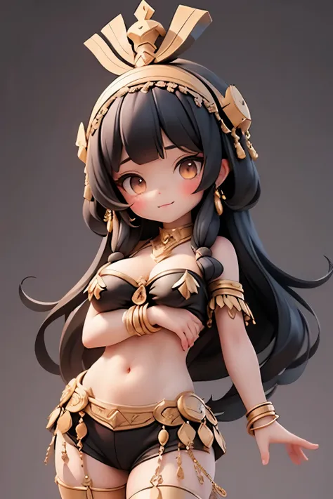 Cleopatra,black hair,Simple background,Sexy,breast,accessories,cute,happy,Medium-length hair