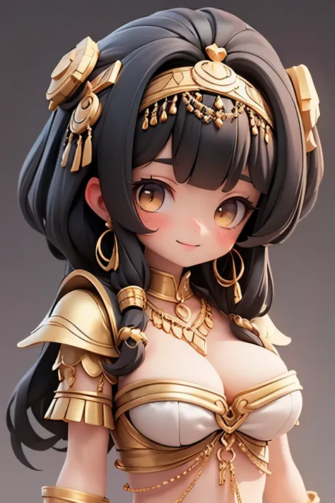 Cleopatra,black hair,Simple background,Sexy,breast,accessories,cute,happy,Medium-length hair

