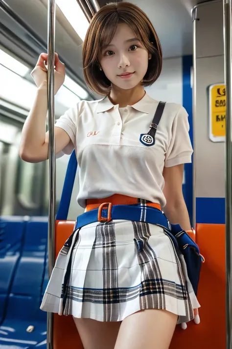 On the way home from a university club、(18 year old woman on train:1.5)、(Holding on to a strap:1.2)、(The best quality at its best:1.4), (Super detailed), (Very detailed CG unified 16k), Beautiful woman with perfect figure: 1.4, Sharp focus: 1.2, Very detai...