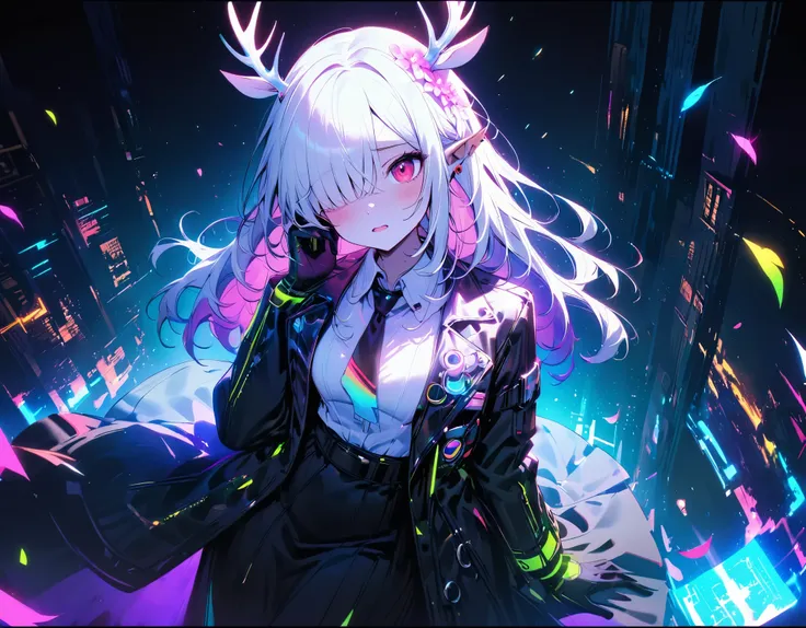 holography, draw in neon colors:1 girl:Future, transparent, Two dimensions, light, SF, Digital art, Digital, scientific, dark background: electronic circuit: draw in neon colors, 2D, masterpiece, Digital space, energy, beautiful, masterpiece, 4K, light, be...