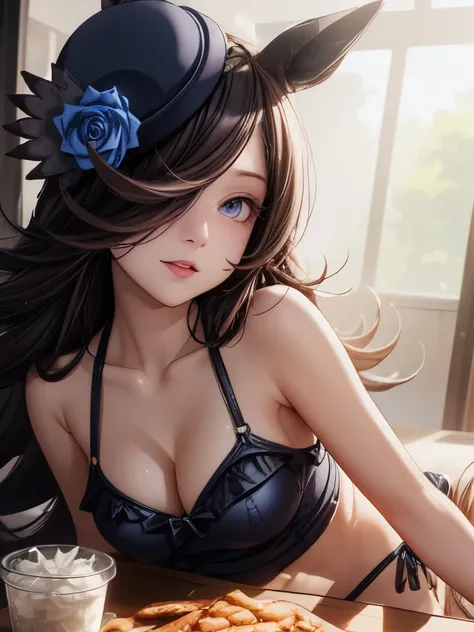 (Tabletop.highest quality).(Dynamic Angle). (Incredibly detailed CG paintings),(Perfect Image)、Comic Strip.figure.One Girl.Detailed face、Perfect Face.Delicate face、Textured skin、Black Hair.length、(Horse-eared girl)Horse-eared girl、((Beautiful Blue Eyes)).D...