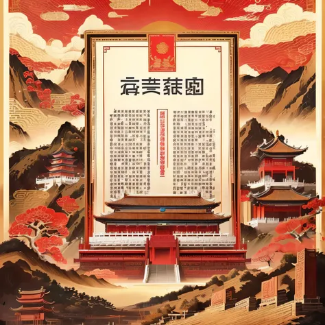 Close-up of a poster with Chinese characters written on it, Chinese Cultural Heritage, by Chen Daofu, Chinese Surrealism, Emperor Xuande, by Wang Yi, Inspired by Sun Kehong, by Chen Hongshou, Inspired by Chen Hongshou, Inspired by Huang Binhong, Inspired b...