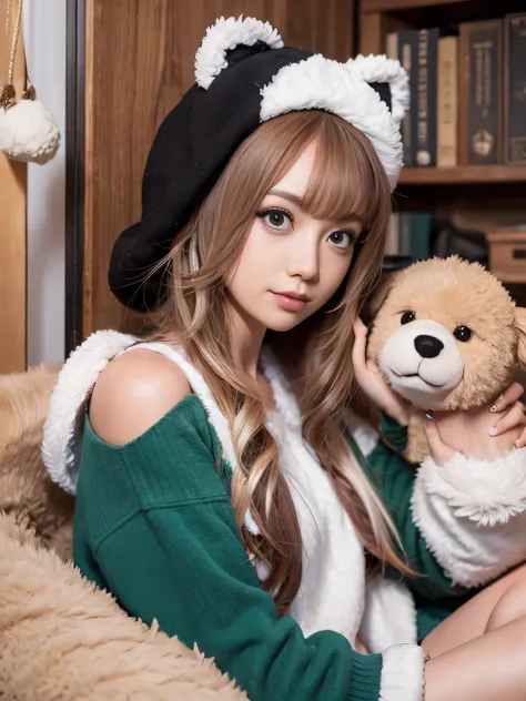 sleep with stuffed animals、Wearing a costume、
