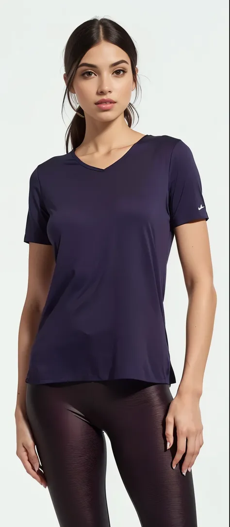 a woman in a top roxo and leggings smiles, violet coloured Camiseta, vestindo camiseta roxa, top roxo, roupas roxas escuras, roupas roxas, roupa roxa, Roupas roxas e pretas, camiseta, Manga curta, camiseta, Camiseta, regata apertada violeta, Visible upper ...