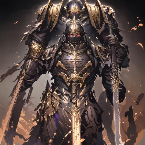 1 boy, Solitary, After obtaining the Astartes, Space Marines, , Purple Power Armor, helmet, Red Eyes, Glowing eyes, indoors, On the streets of the Forbidden City，In the Forbidden City，There is a golden dragon pattern on the armor，，，，，，Purple Armor ，Purple ...