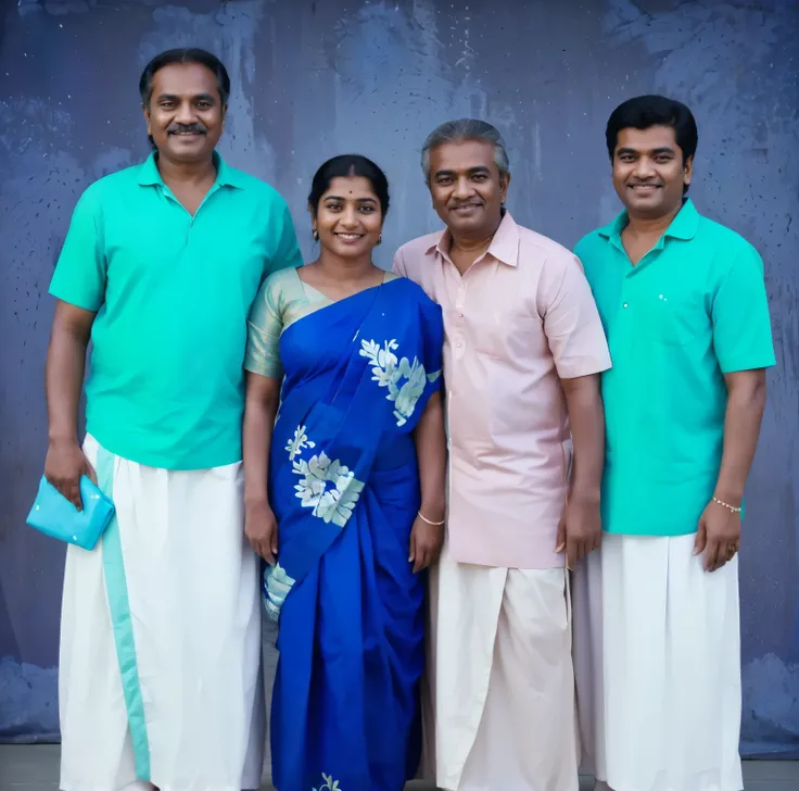 there are three people standing together in a group posing for a picture, in group photograph, happy family, photo shoot, group portrait, inspired by Odhise Paskali, family portrait, a group of people, with kerala motifs, movie promotional image, group of ...