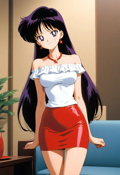 aamars, very long hair, black hair, parted bangs, purple eyes, 1990s \(style\), 1 girl, solo, best quality, masterpiece, high de...