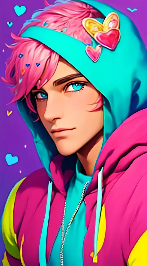 Portraits,{heart effects},{Vivid Color},Pink background, multiple monochromatic colors,Wind,looking at viewer,pretty,{{Pink hospital room}}, {bandages},{pop syringe},short hair,Vivid Color,Beautiful, detailed eyes, jewel-like eyes, colorful eyes, sparkling...