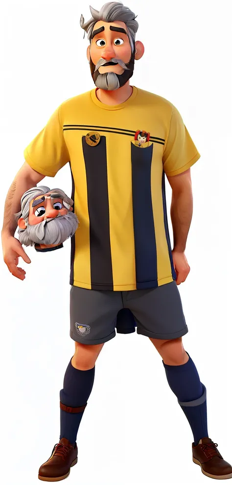 A disney pixar style man, gray hair and beard, high quality, best quality