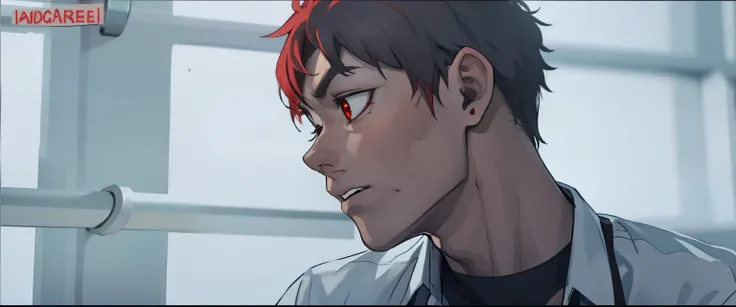 young 17 year old man is scared worried is scared has red hair red eyes