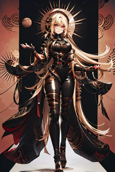 Beautiful Cyberpunk Space Pirate, Pale blonde hair, black leather clothes, gorgeous body.