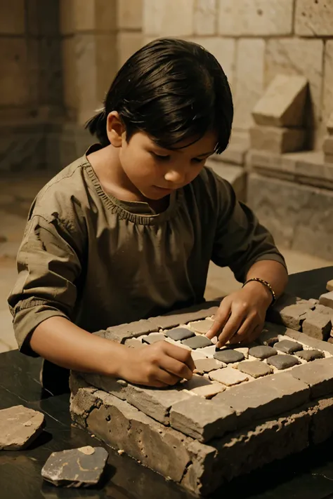 A Babylonian using stones to count and solve simple math problems. (Thousands of years ago)