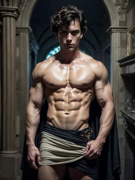 Photo-realistic, ((best quality)), ((masterpiece)), (detailed), shirtless, masculine portrait of young personification of death, 18-year-old male models, handsome, tall, cute looking, evil look, dark look, powerful, young male, handsome model, clean shave,...