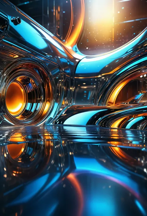 liquid metal flowing with glossy reflections, futuristic sci-fi vibes, rich in details, high resolution, ultra-detailed, sharp focus, HDR, studio lighting, physcially-based rendering, vivid colors, bokeh