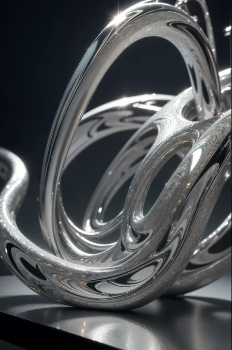 a highly detailed and intricate liquid metal sculpture, brilliant metallic finish, gleaming chrome, dynamic abstract form, complex twisted and flowing shapes, mesmerizing reflections, dramatic lighting, photorealistic, 8k, best quality, high detail, master...