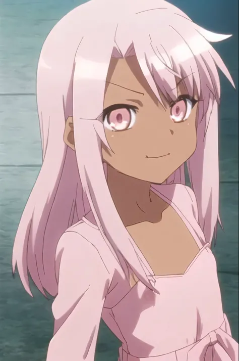 1girl,dark_skin,pink_hair, (flat chest:1.3),young,pink dress, smug, masterpiece, high quality, distinct, anime screencap, 1koma