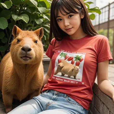 Capybara strawberry t-shirt