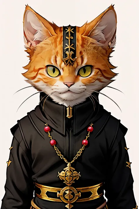 ((best quality)), ((masterpiece)), (detailed), Cat，Fierce eyes，Pink background，Dungeons &amp; Dragons style clothing，Lots of accessories，male，Half Body，Cat Face，Square size picture，Non-human，LoRA Nijijourney V5 Furry Style，Character with sinister expressio...