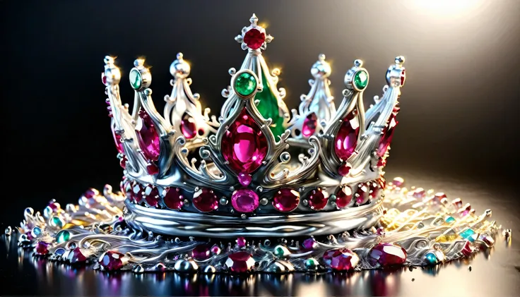 (liquid metal art: 1.5) liquid metal a picture of jeweled crown ( (masterpiece, best detailed, best quality: 1.4), the crown is ...