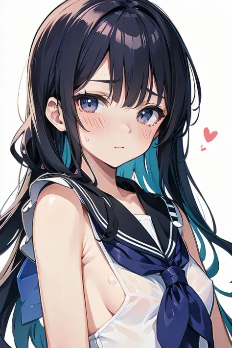 Ultra detailed face, Seductive , Sweaty sailor suit, Small breasts, blush