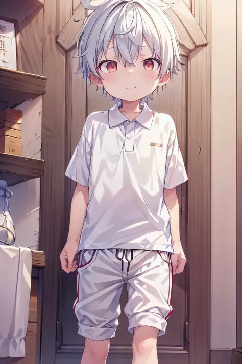 1boy, aoi, masterpiece, ultra detail, male focus, soccer shirt, adorable captivating, white hair , red eyes , white albine skin