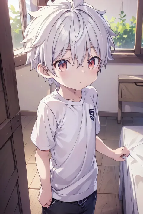 1boy, aoi, masterpiece, ultra detail, male focus, soccer shirt, adorable captivating, white hair , red eyes , white albine skin