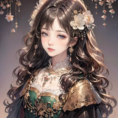 (best quality,8K,CG,Detailed upper body,,girl,Flower Dress,Forest background,expressive facial features,elegant long hair,Almond eyes,Exquisite eye makeup,Long fluttering eyelashes,Blinking eyes widely,Twinkling Stars,Intricate lip details,Pastel style)