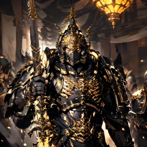 1 boy, Solitary, After obtaining the Astartes, Space Marines, , Purple Power Armor, helmet, Red Eyes, Glowing eyes, indoors, On the streets of the Forbidden City，In the Forbidden City，There is a golden dragon pattern on the armor，，，，，，Purple Armor ，Purple ...