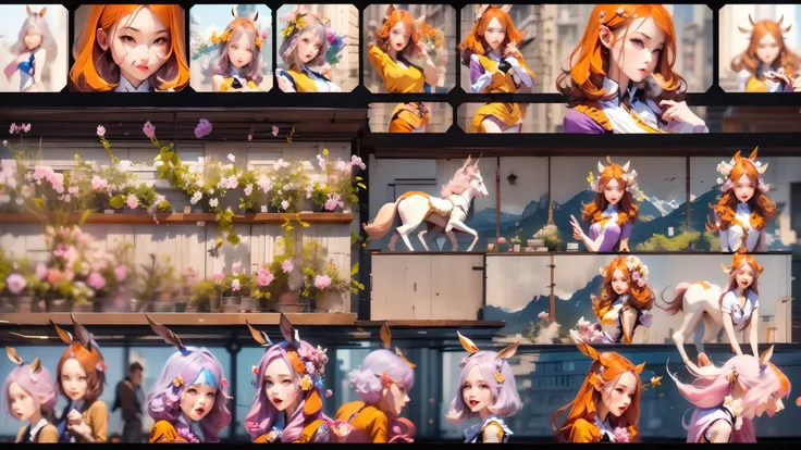 In the beautiful illustration of this super-grand scene,The ultra-distant lens shows us(More than eight distinctive and beautiful Centaur characters:2.7),Their personality、Distinctive and vivid features。from(A radiant, angelic, snow-white centaur from heav...