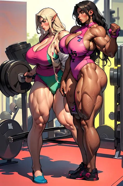 1girl, solo woman, alone, ((((Massive Female Bodybuilder:1.75)))), (((huge muscular ass))), ((wide hips)), (slim waist), (((wide shoulders))), ((((Huge breasts:1.5)))), ((Full Body)), ((long legs:1.2)), ((NSFW)), Masterpiece,Best quality,1 Elven female, gr...