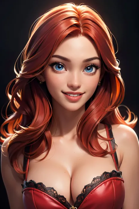 (sexy happy coy smile, red haired young woman,perfect body,posing,model, cleavage,stage,luxury hall),(oil painting),(detailed face,beautiful eyes,detailed lips),(best quality,highres:1.2),(realistic),(portrait),(vibrant colors),(soft lighting) 22 year old,...