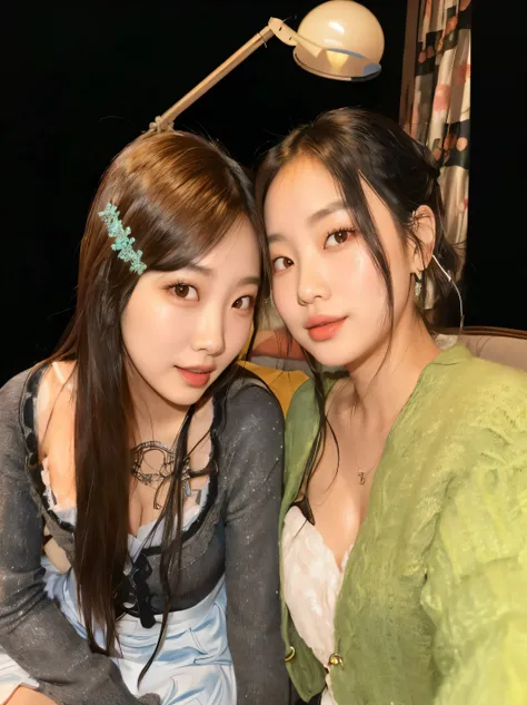 two asian women sitting next to each other in a room, con hiedra, Nayeon y Jihyo well, Jihyo Nayeon , yoshitomo nara and aya takano, nixeu y sakimichan, jihyo twice , nayeon twice, #oc, # oc, ulzzang, son pixivs y junji, foto de perfil